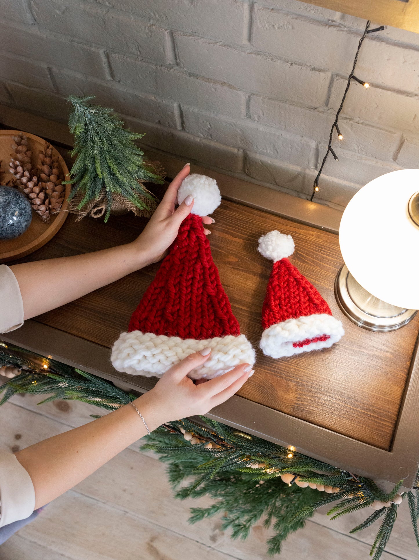 Knitted Santa Hat Christmas Tree Toppers