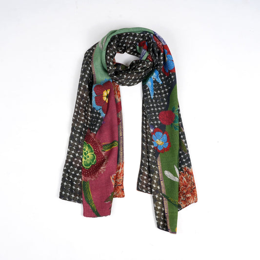 Reversible Garden Patchwork Scarf – Rustic Indigo