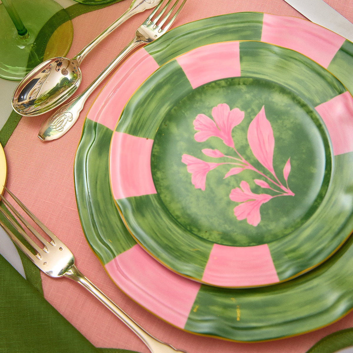 Josephine green dessert plate (set of 4)