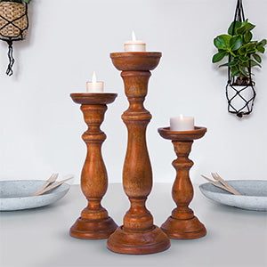 Tuli in Medium Polish Candle Holder Set of 3