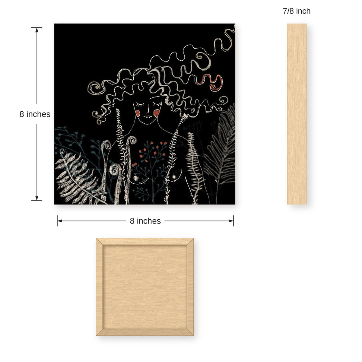 Wilderness Is Me: Feminine Nude Art Print on Board, Woman in a Night Forest