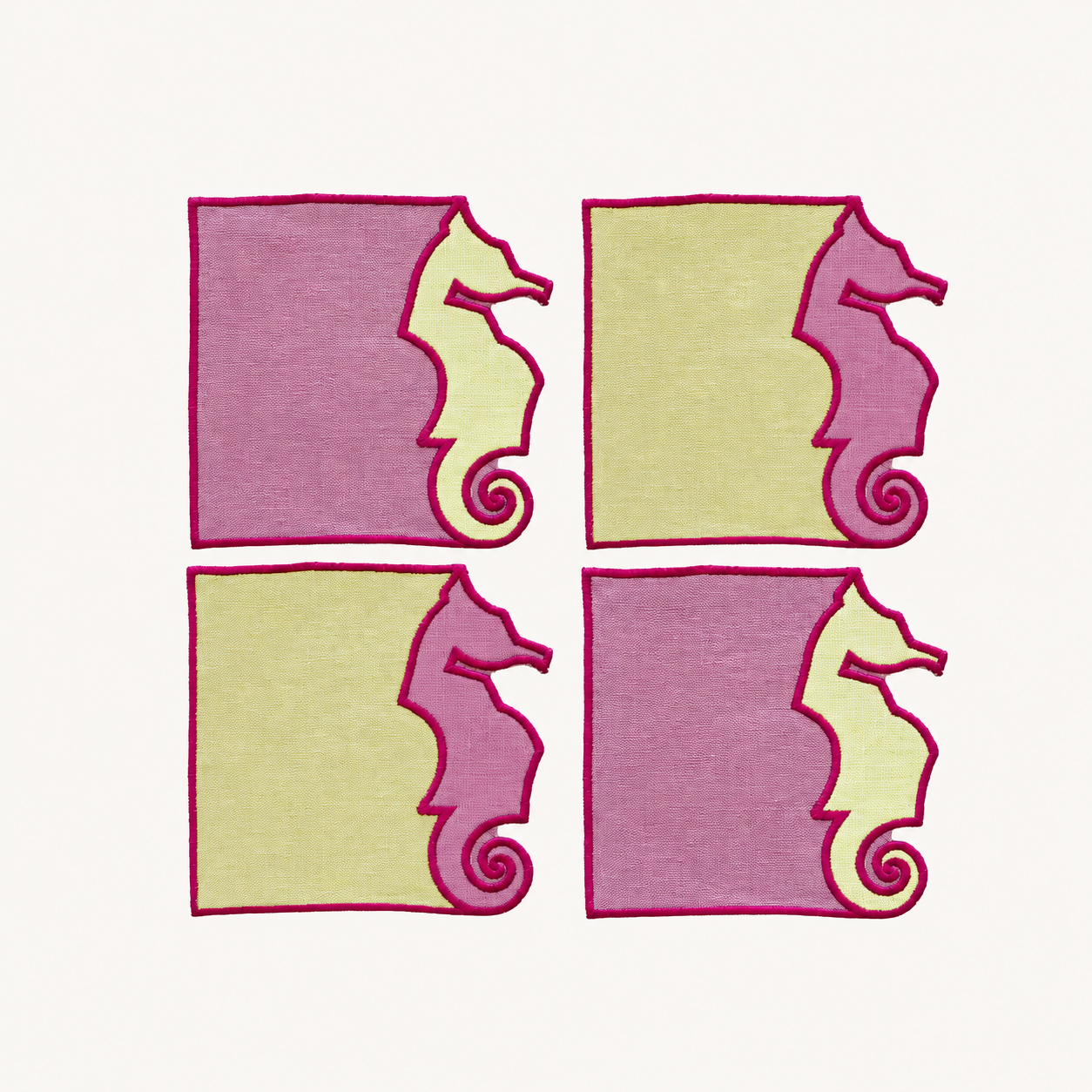 S/4 Seahorse Cocktail Napkins
