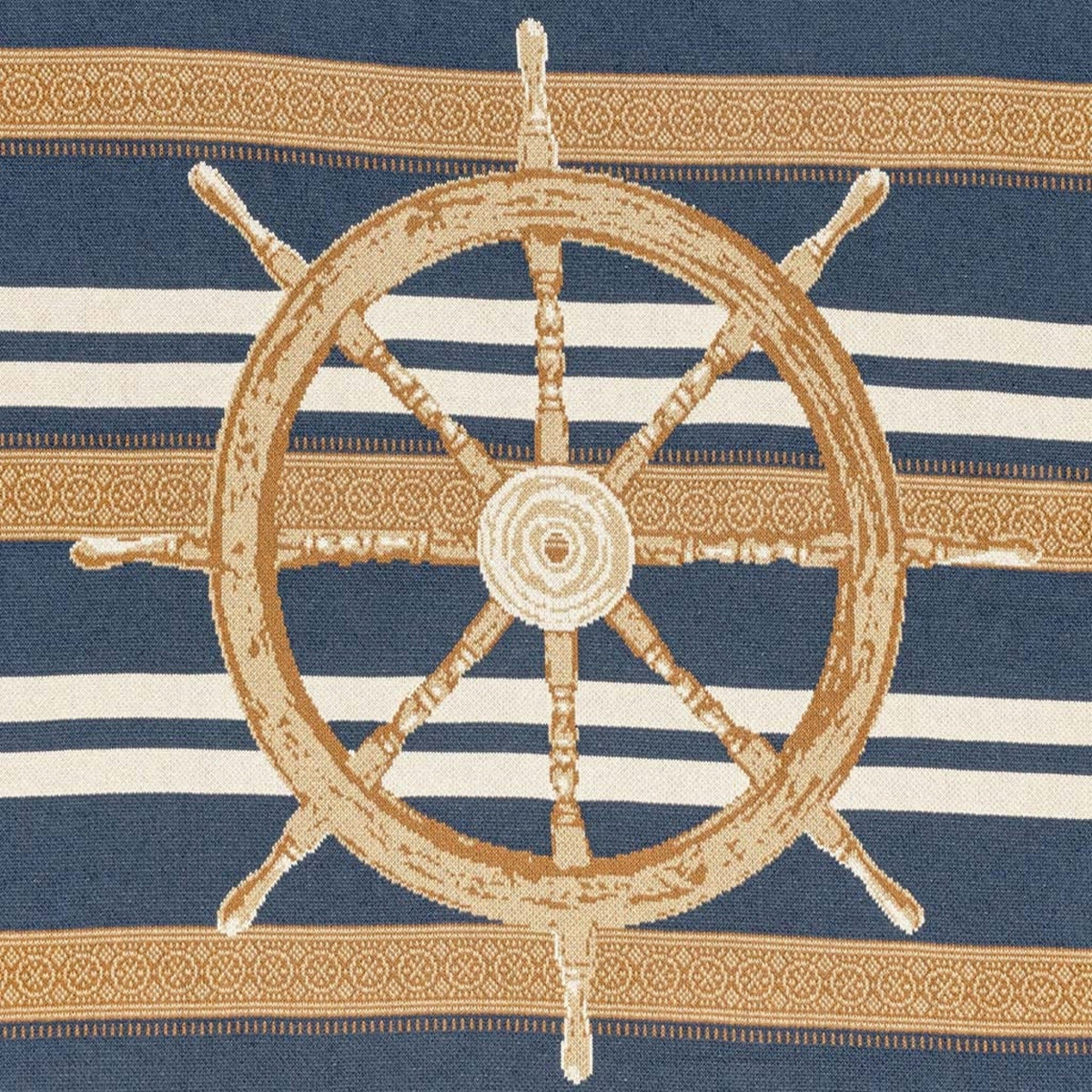 Nautical Captain's Wheel - Cotton Sustainable Knit Traditional Throw Blanket