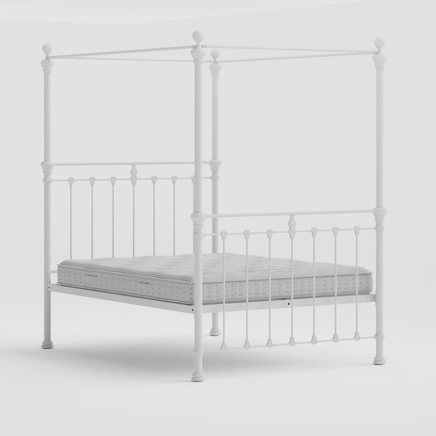 Four Poster Castile Metal Bed Solo Satin White