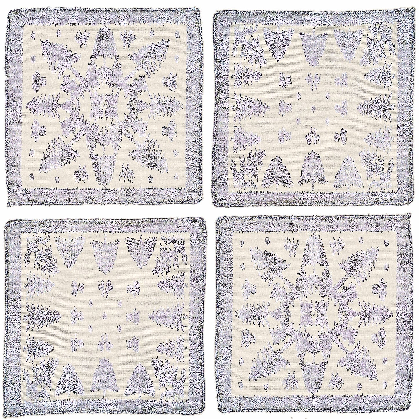 Prince of Scots Scottish Leno Gauze Cocktail Napkins ~ Silver Lurex ~