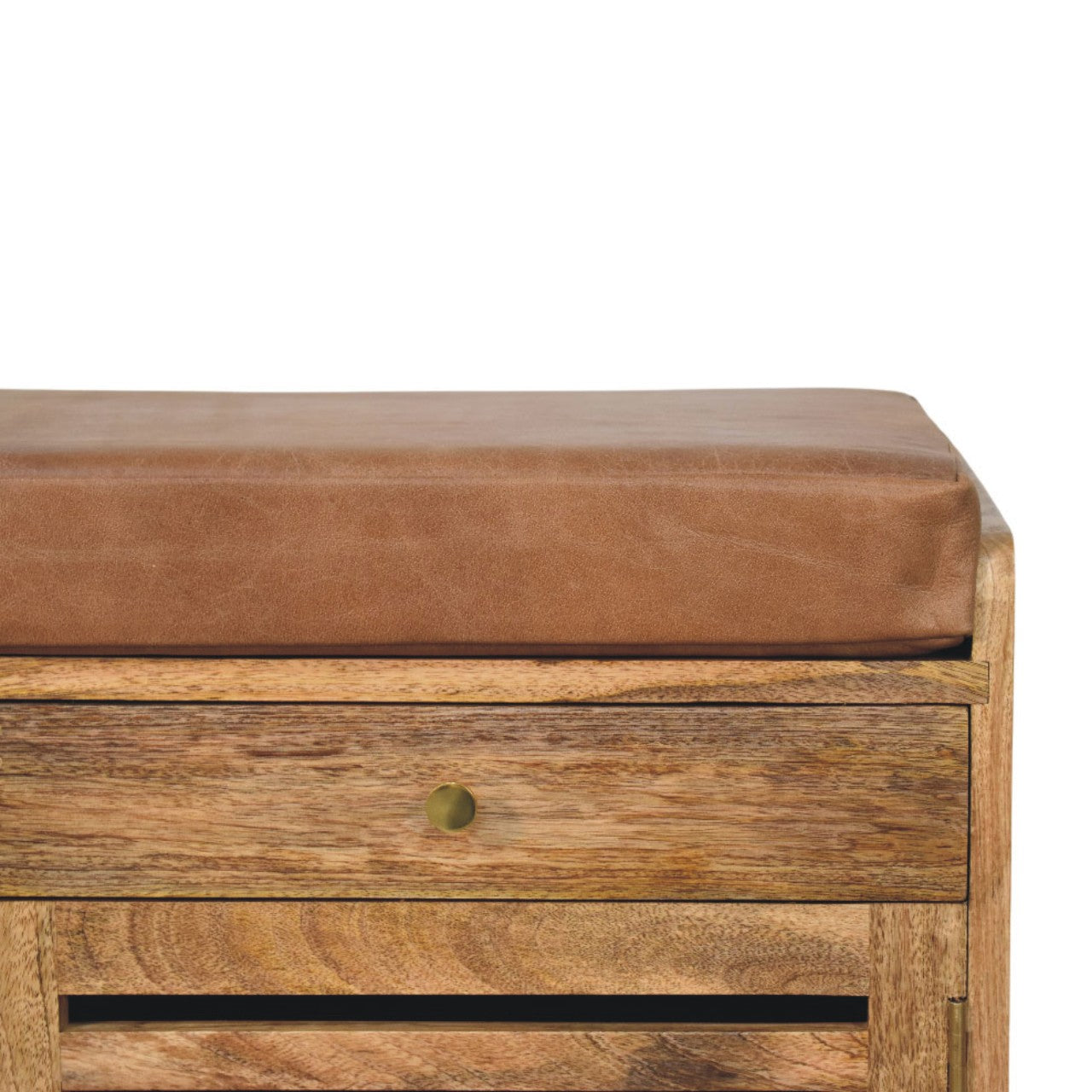 Solid Wood Oakridge Leather Shoe Cabinet