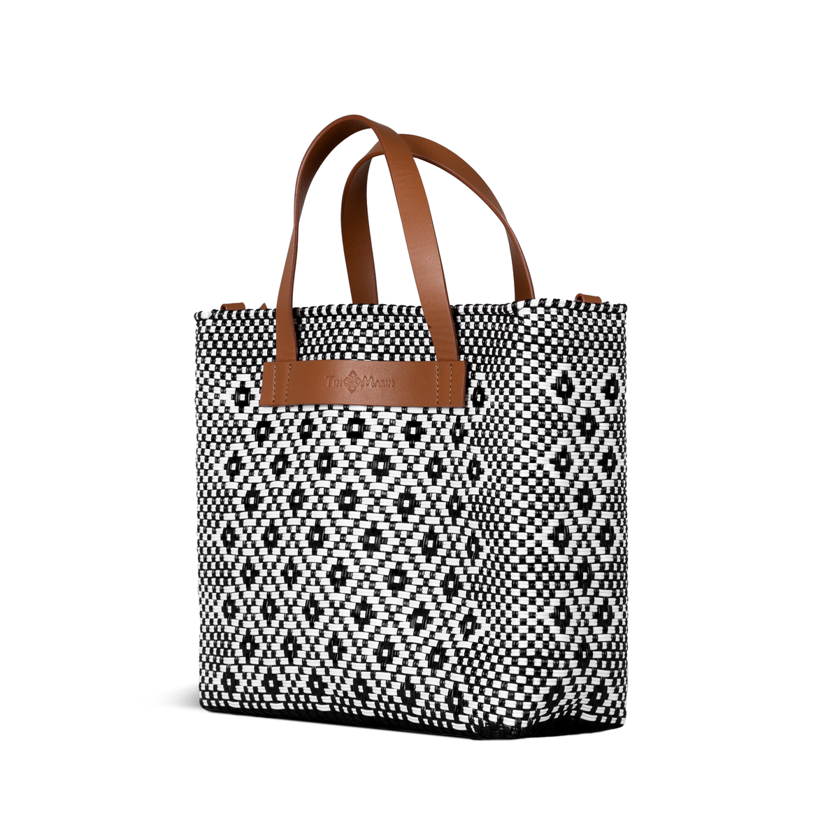 Panda Large Woven Crossbody Bag with Leather