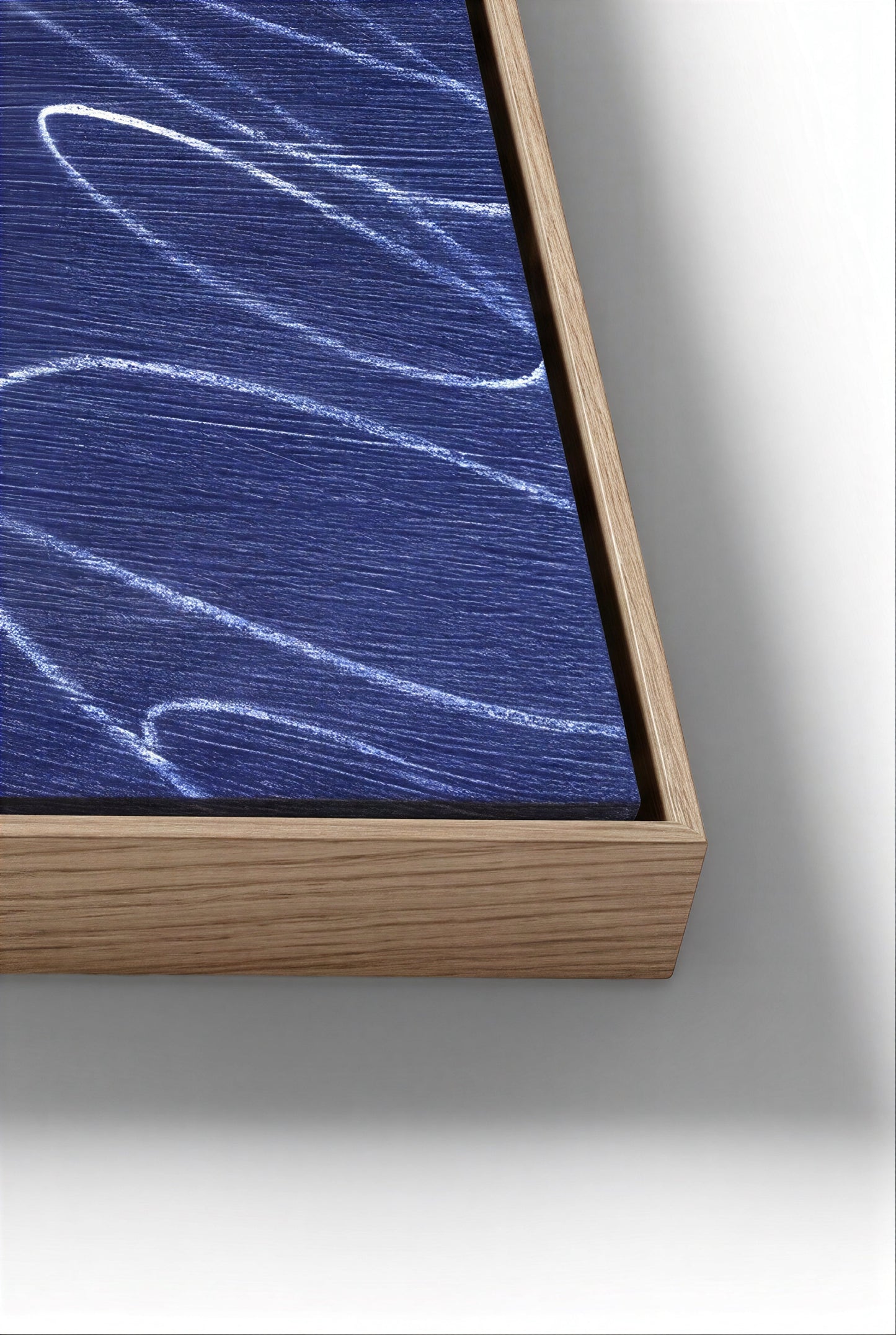 Gestural Marks in Deep Ocean Square Framed Wall Art
