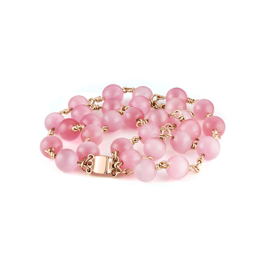 Rosado Pink Glass Bead 3-Strand Bracelet | Magnetic Clasp