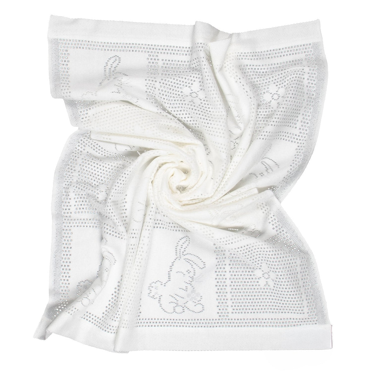 Southampton Home Lace Weave Bunny Baby Blanket ~ White ~