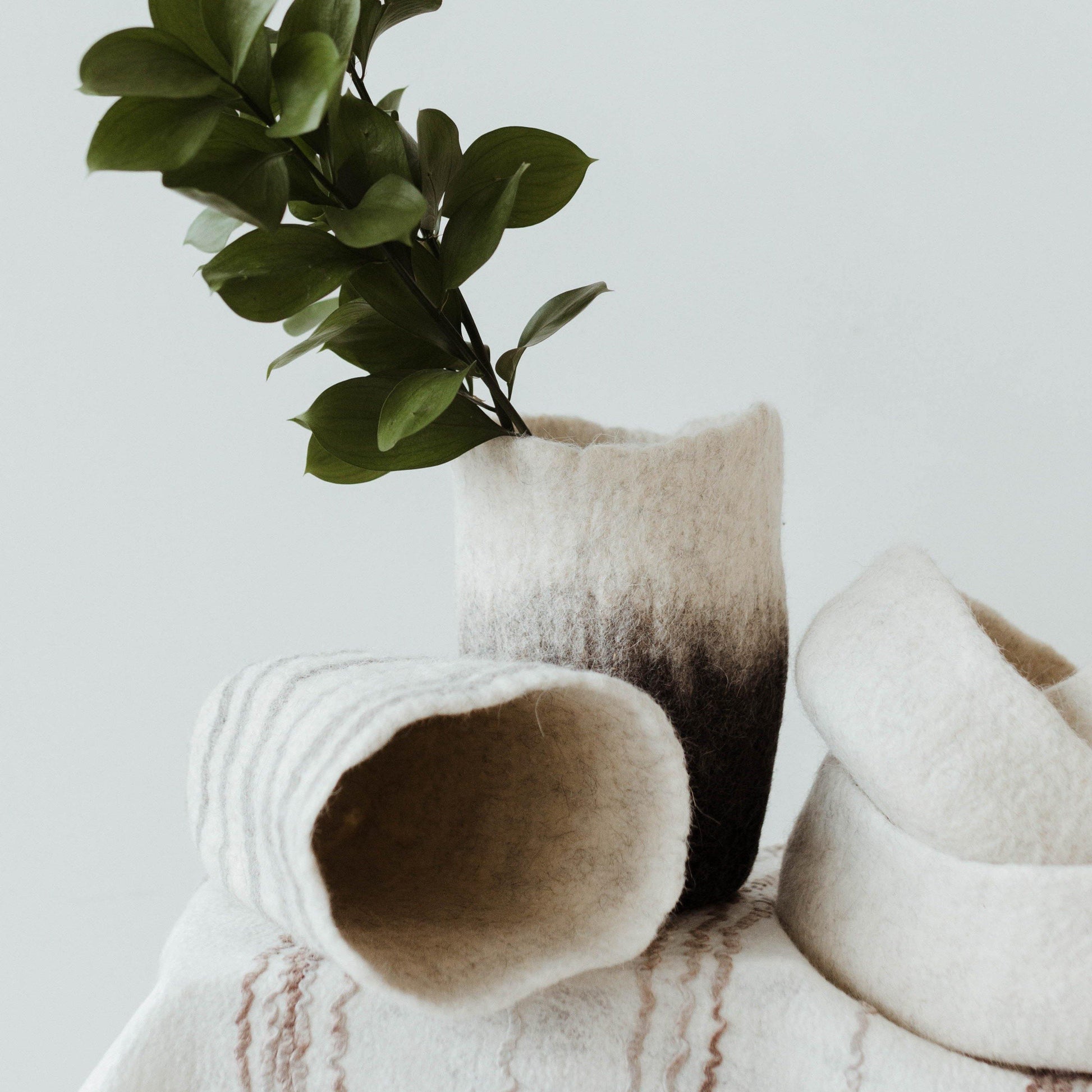 Hand-Felted Woven Wool Table Vase - Osadia Concept Store