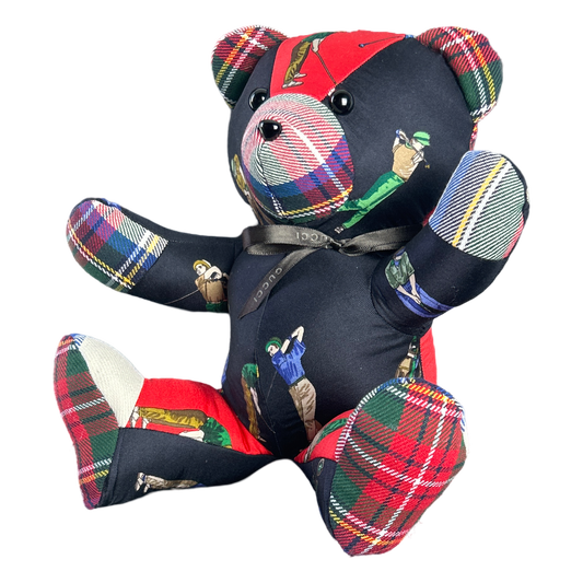 Tee Time Vintage Silk Scarf Patchwork Teddy Bear