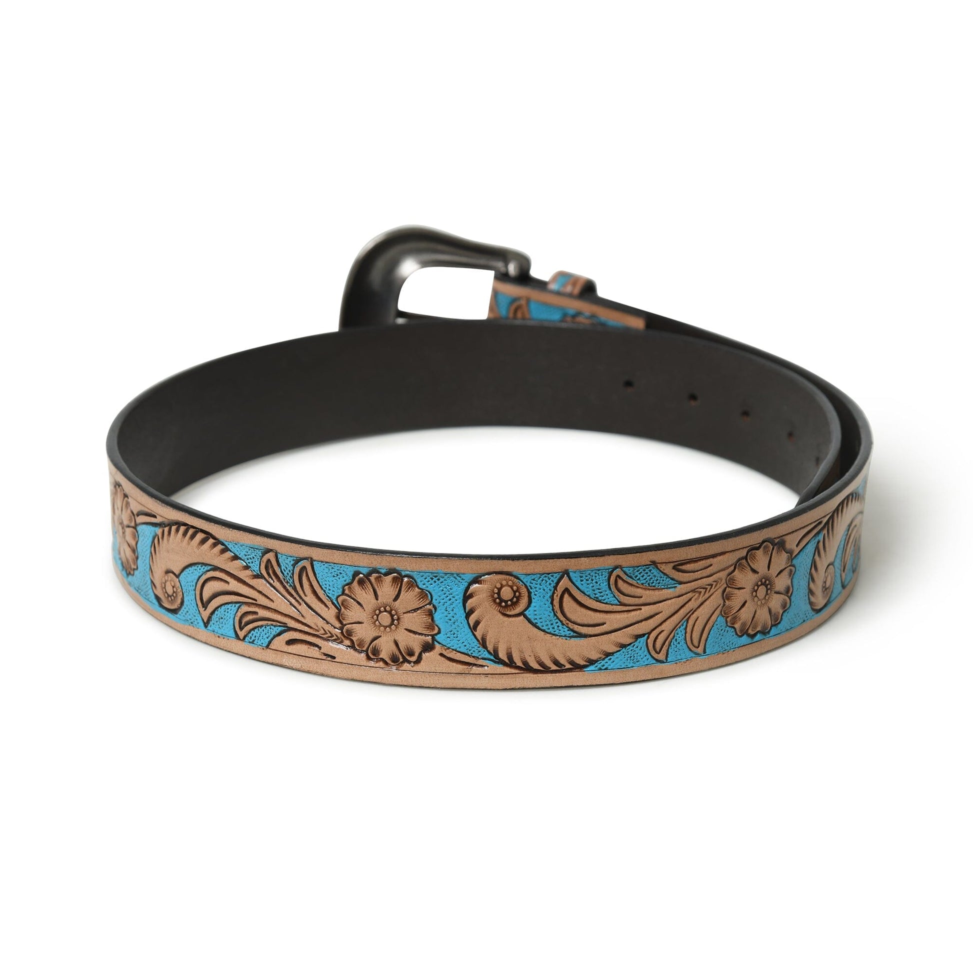 Western Cowboy Leather Belt - Blue & Brown - Osadia Concept Store