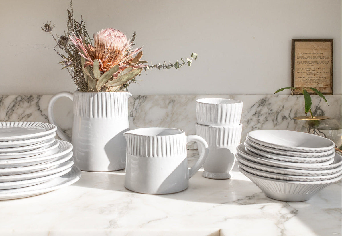 Milk White Lines Coupelle - Set of 4