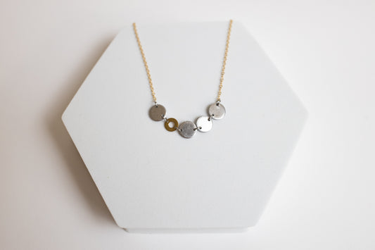 Lose Yourself Necklace | Repurposed Automotive Aluminum Scrap | Gold Plated Chain