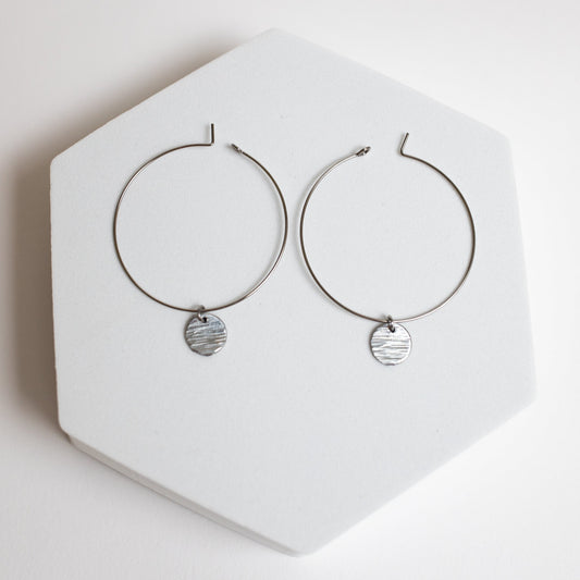 Endless Love Earrings | Repurposed Automotive Steel Parts | Surgical Steel Hoops