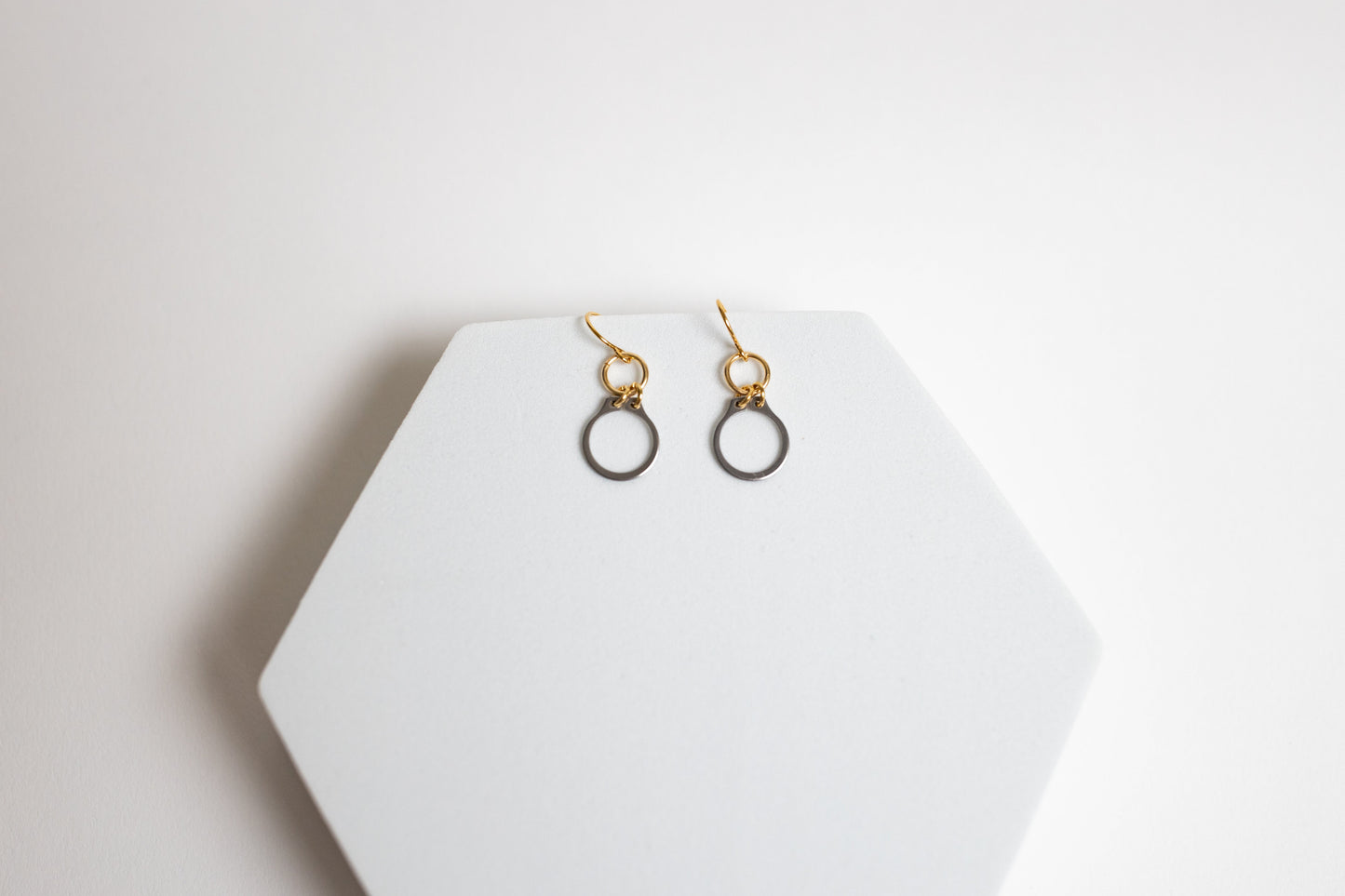 How Sweet It Is Earrings | Repurposed Stainless Steel Auto Retaining Ring | Gold Plated Ear Wire