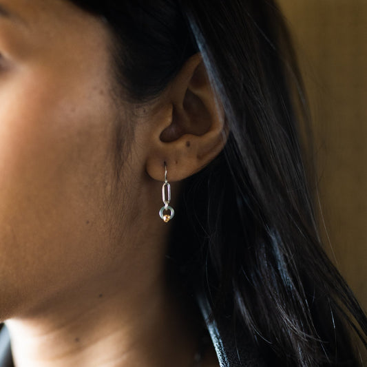 Sowing Seeds Earrings | Repurposed Auto Split Rings & Gold Plated Crimp Beads | Stainless Steel Ear Wire
