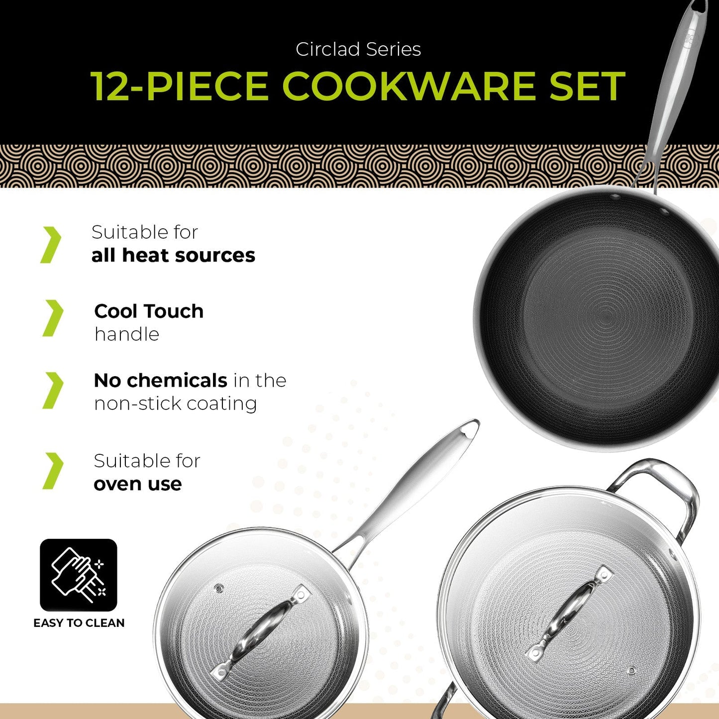 BE | LIVING CIRCLAD Series 12-Piece Cookware Set