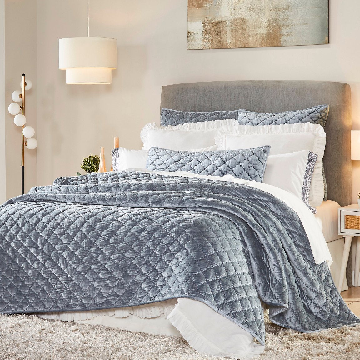 Clermont Diamond Velvet Quilt