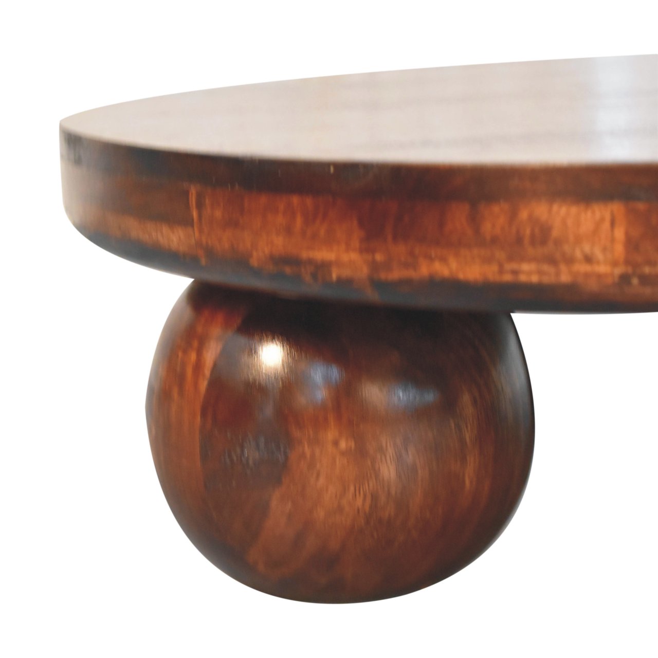 Solid Wood California Walnut Central Table with Ball Feet