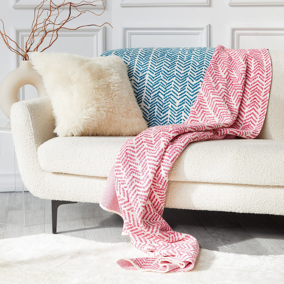Breast Cancer - Cotton Sustainable Knit Warrior Throw Blanket Pink