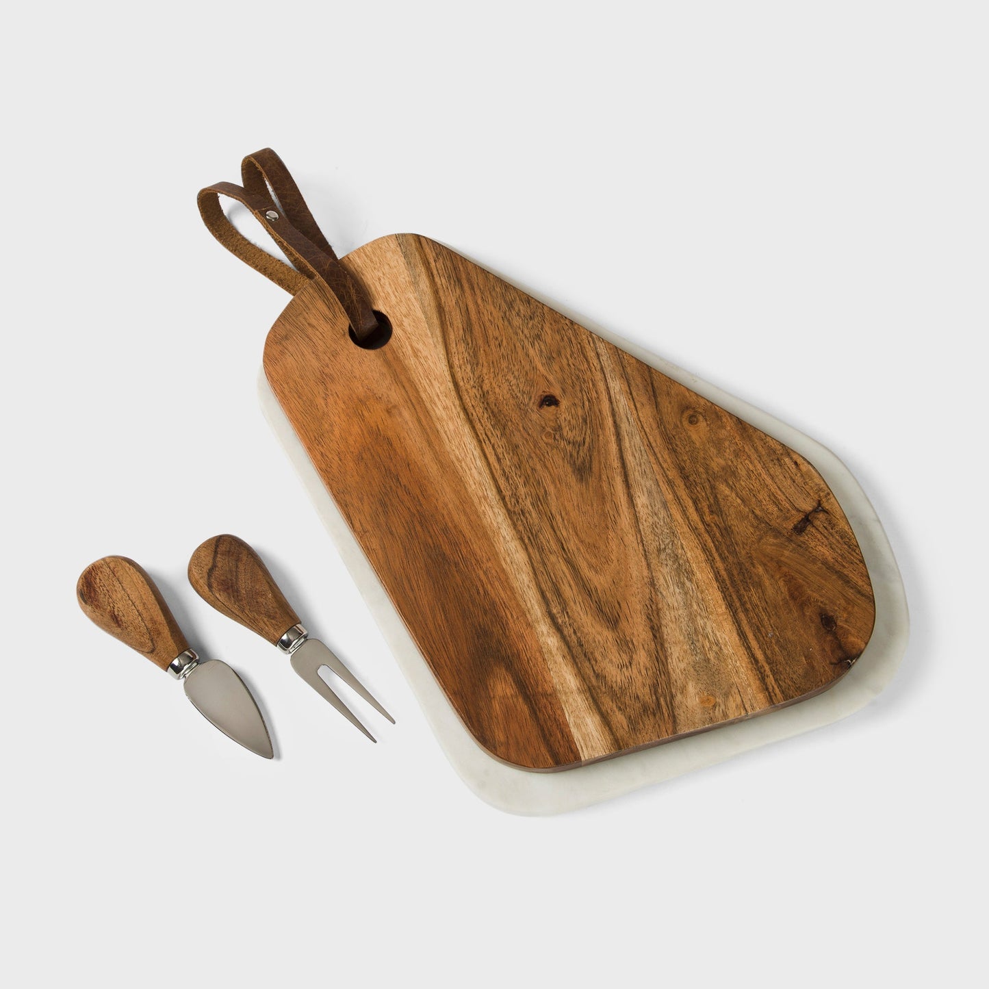 Marble and Acacia Wood Cutting Board, Set of 2