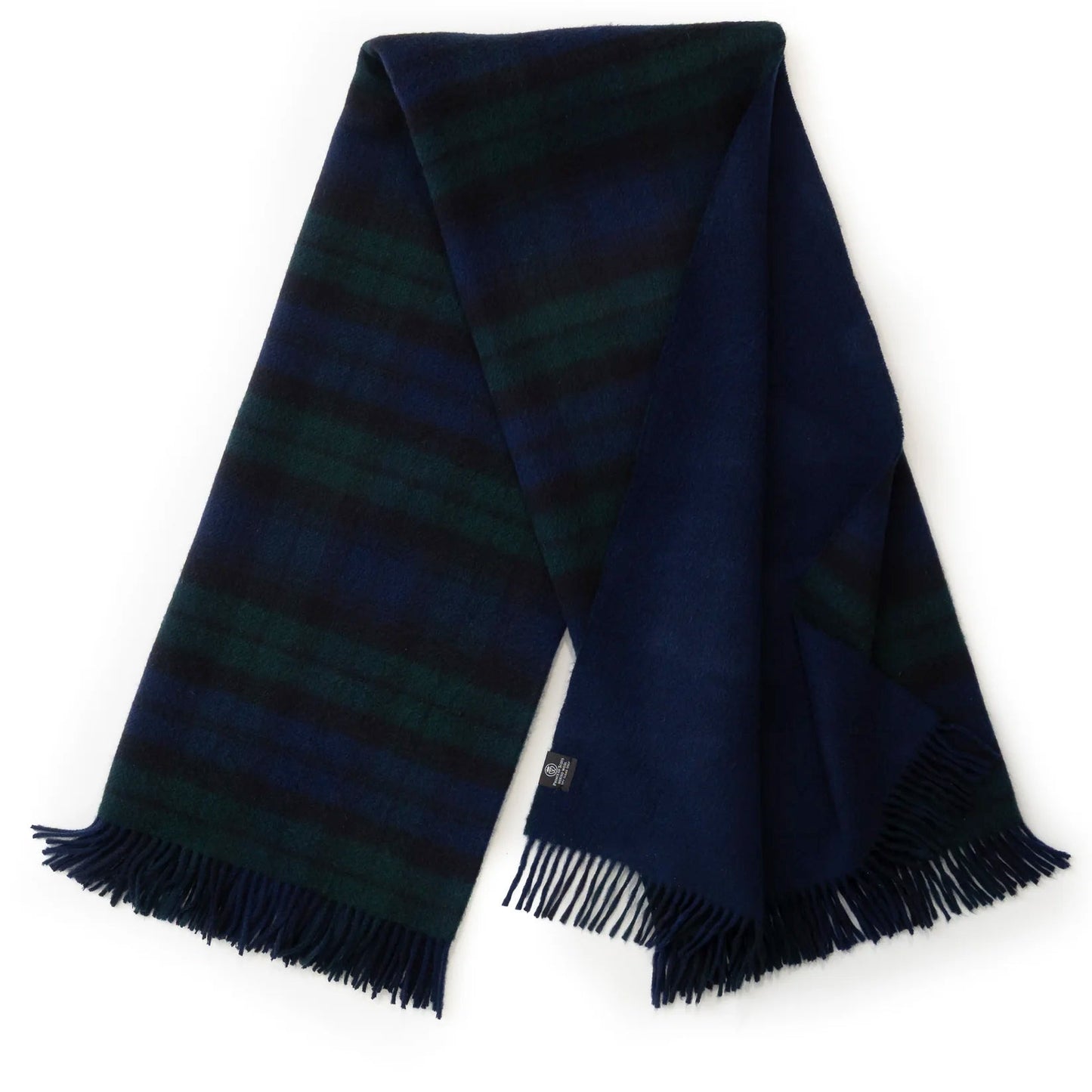 Prince of Scots Double Merino Wool Reversible Throw – Black Watch Tartan – 70×55