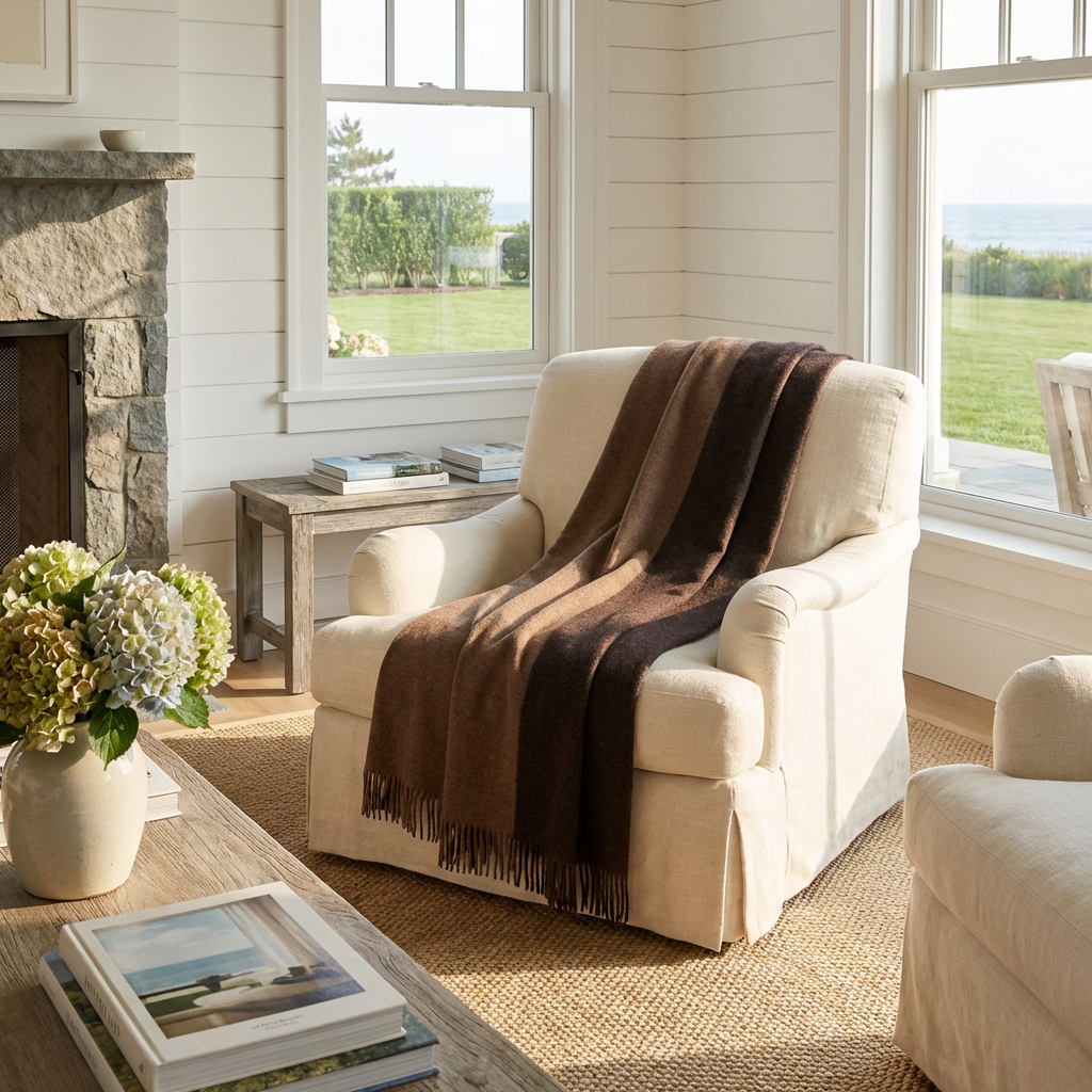 Highland Tweeds Reversible Double Cloth Throw (Mocha/Brown)