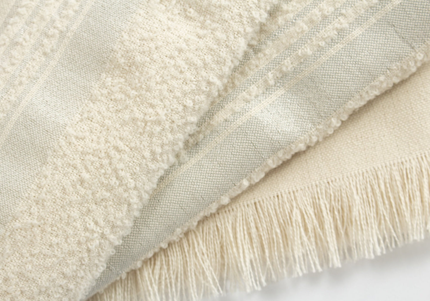 Handwoven Boucle Alpaca Throw - Ivory + Silver