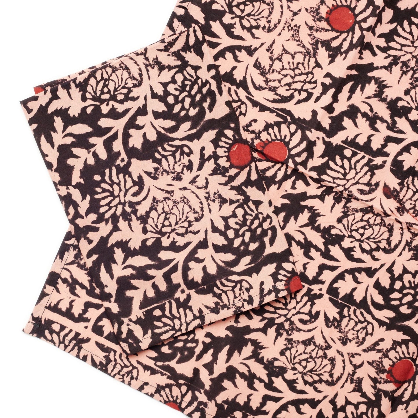 Hummus Floral Wax Block Printe Cotton Table Napkin( set of 4 )