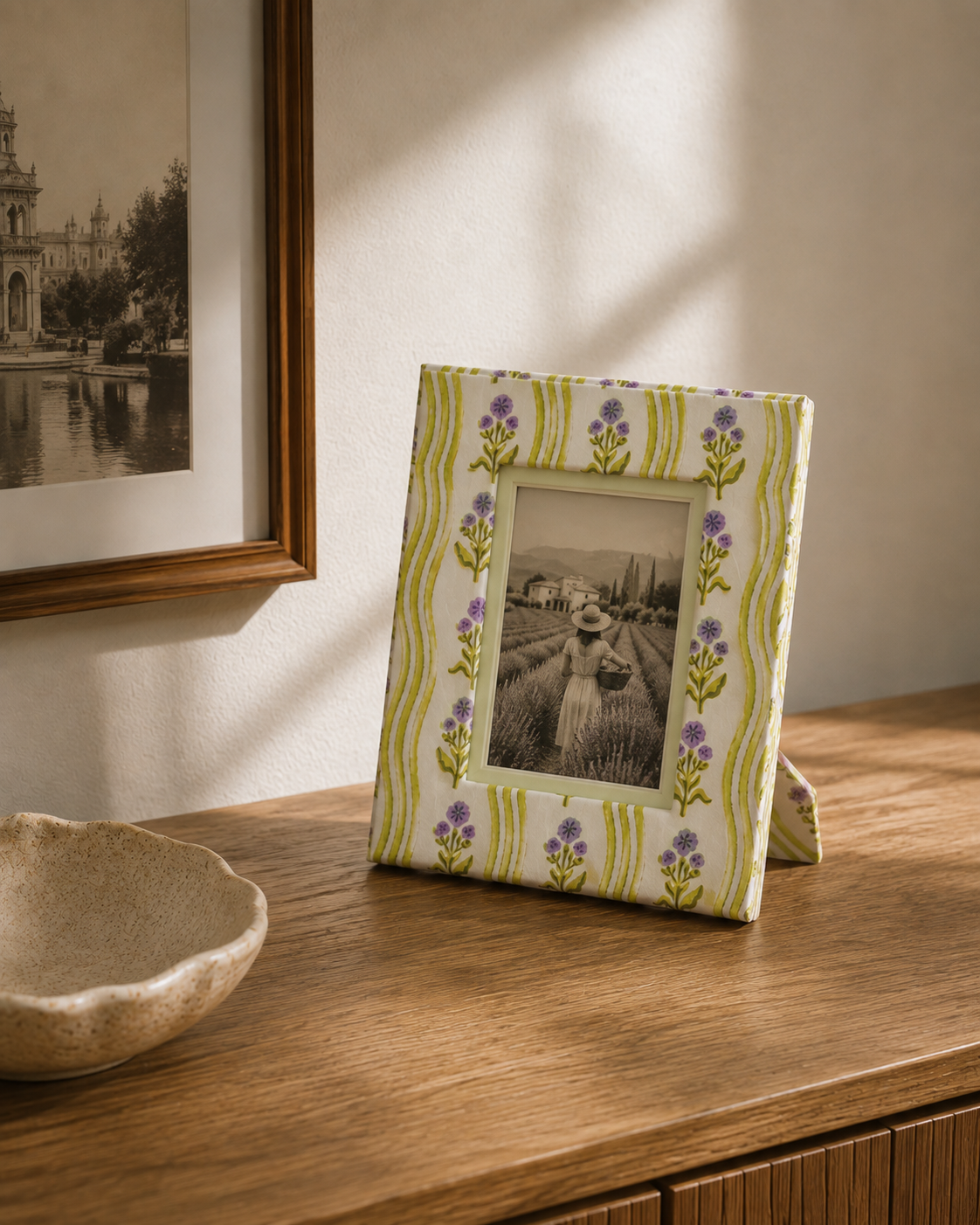 Large Block Print Photo Frame (5 x 7) - Leher Lilac