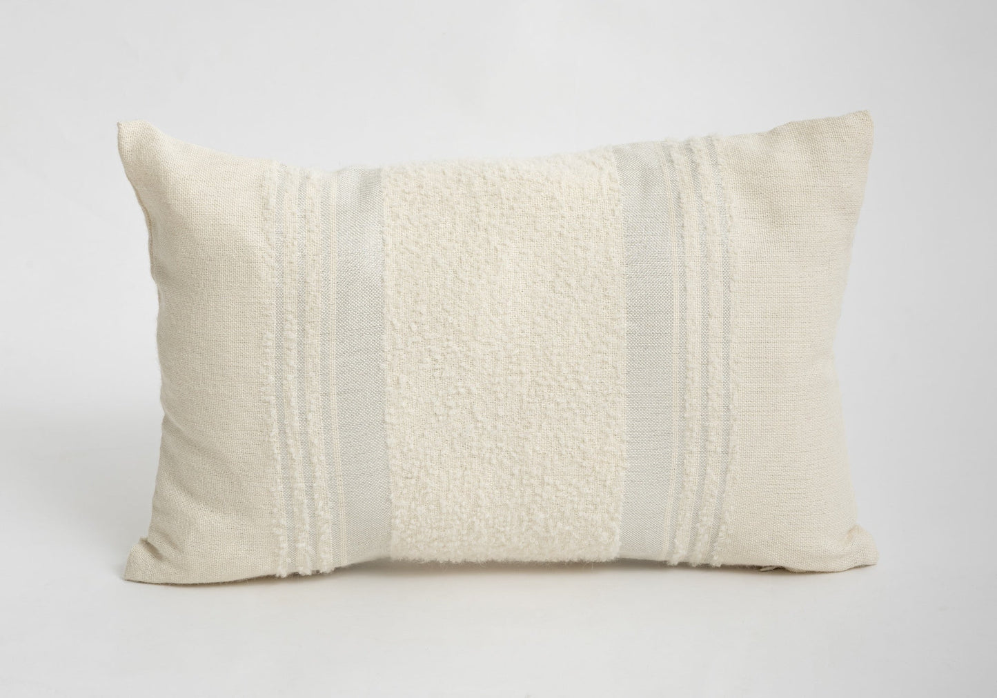 Handwoven Boucle Alpaca Pillow Cover - Ivory + Silver