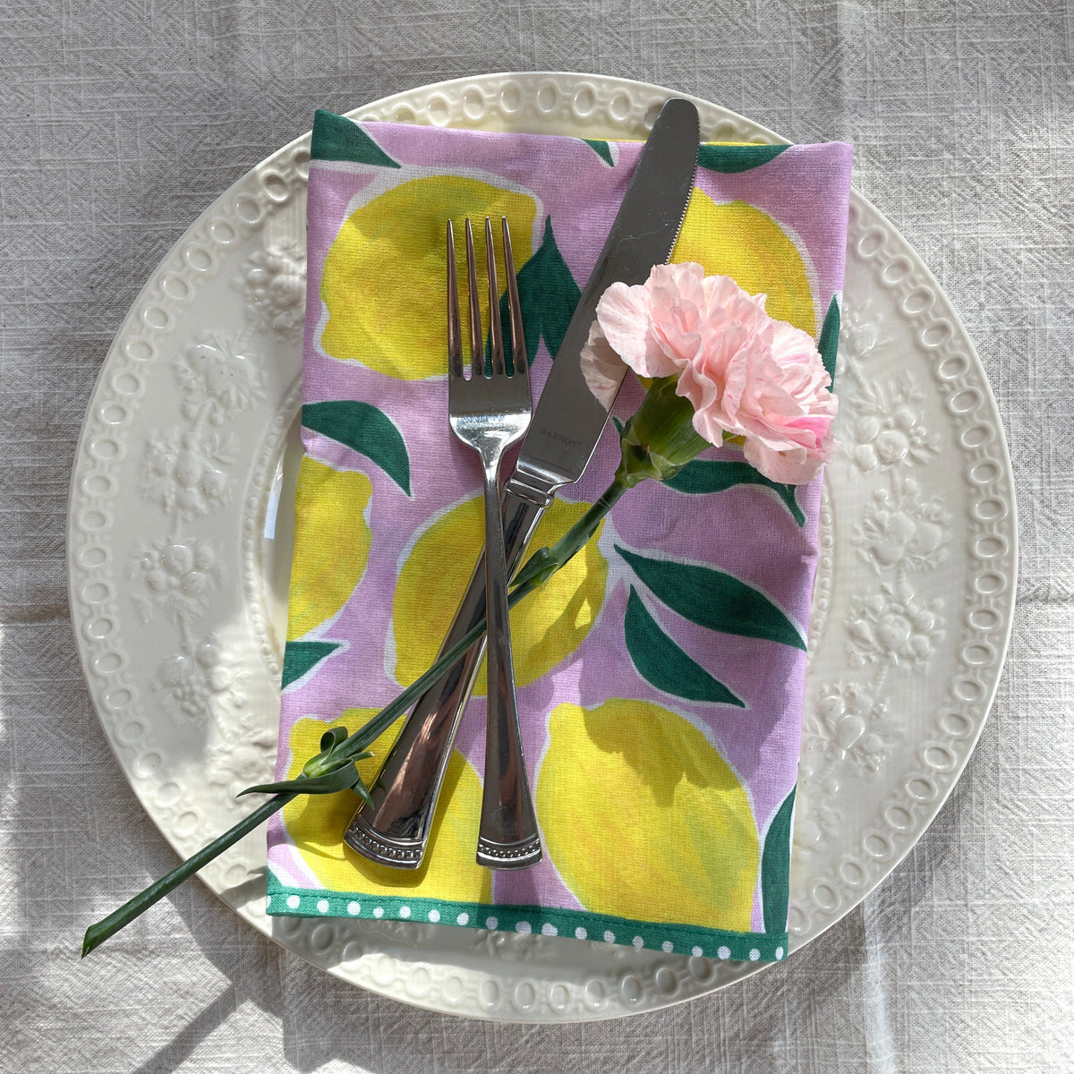 Lemon Print Organic Napkins, 4 Pack