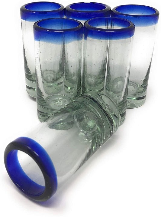 Cobalt Blue Rim Tequila Shot Glasses - Set of 6