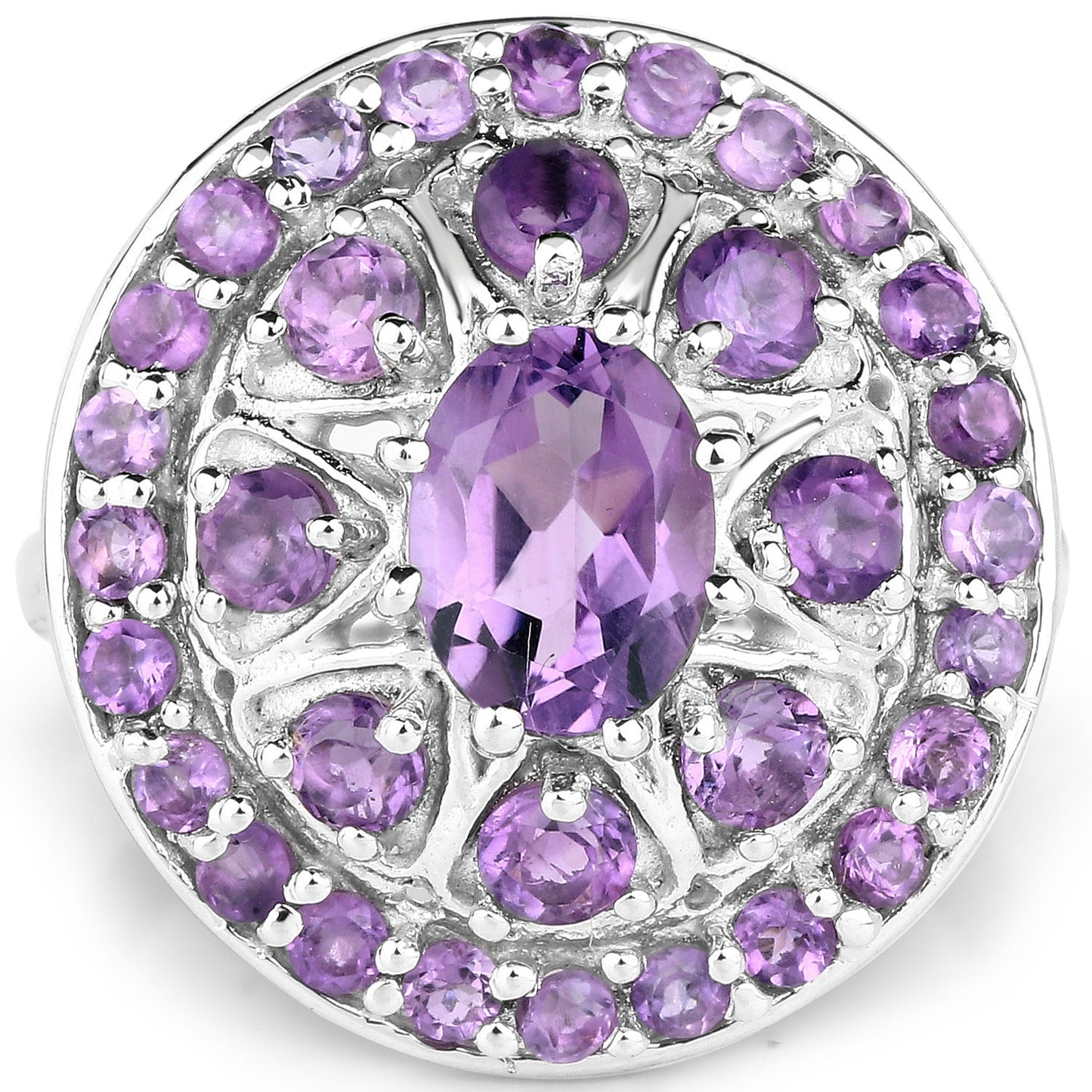 2.67 Carat Genuine Amethyst .925 Sterling Silver Ring