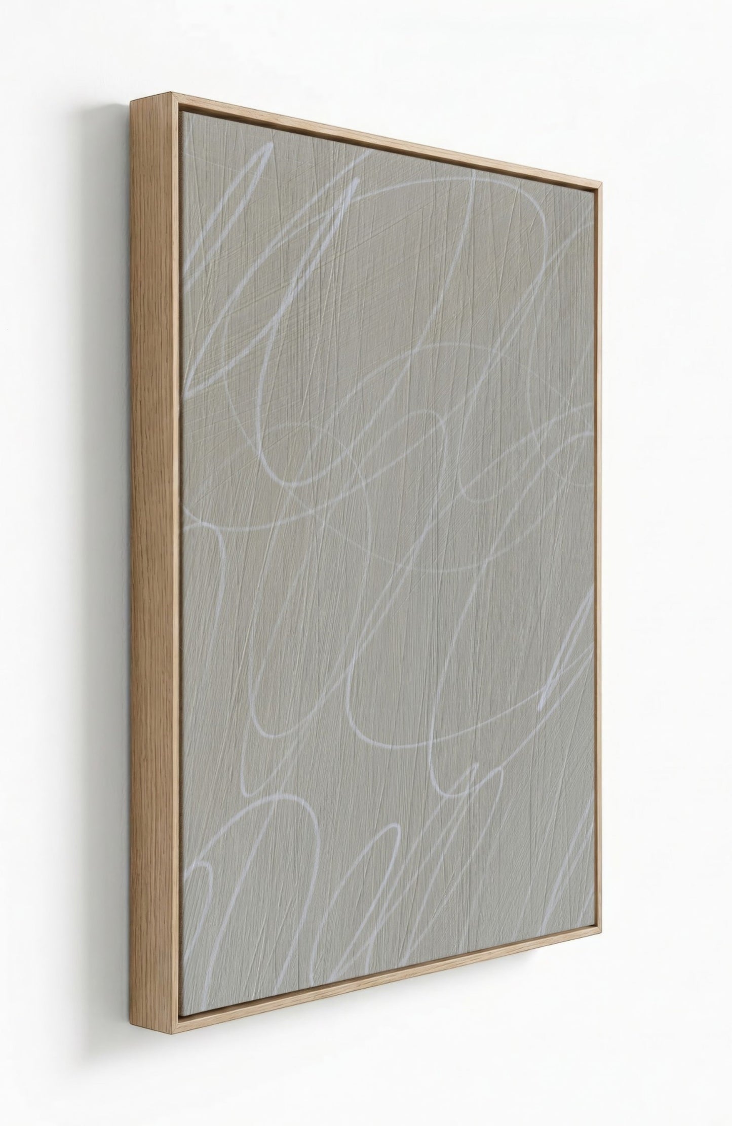 Gestural Marks in Fog Framed Canvas Wall Art