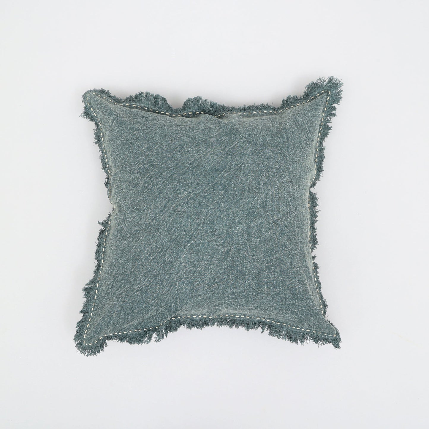 Stonewashed Linen Pillow with Hand Worked Edges