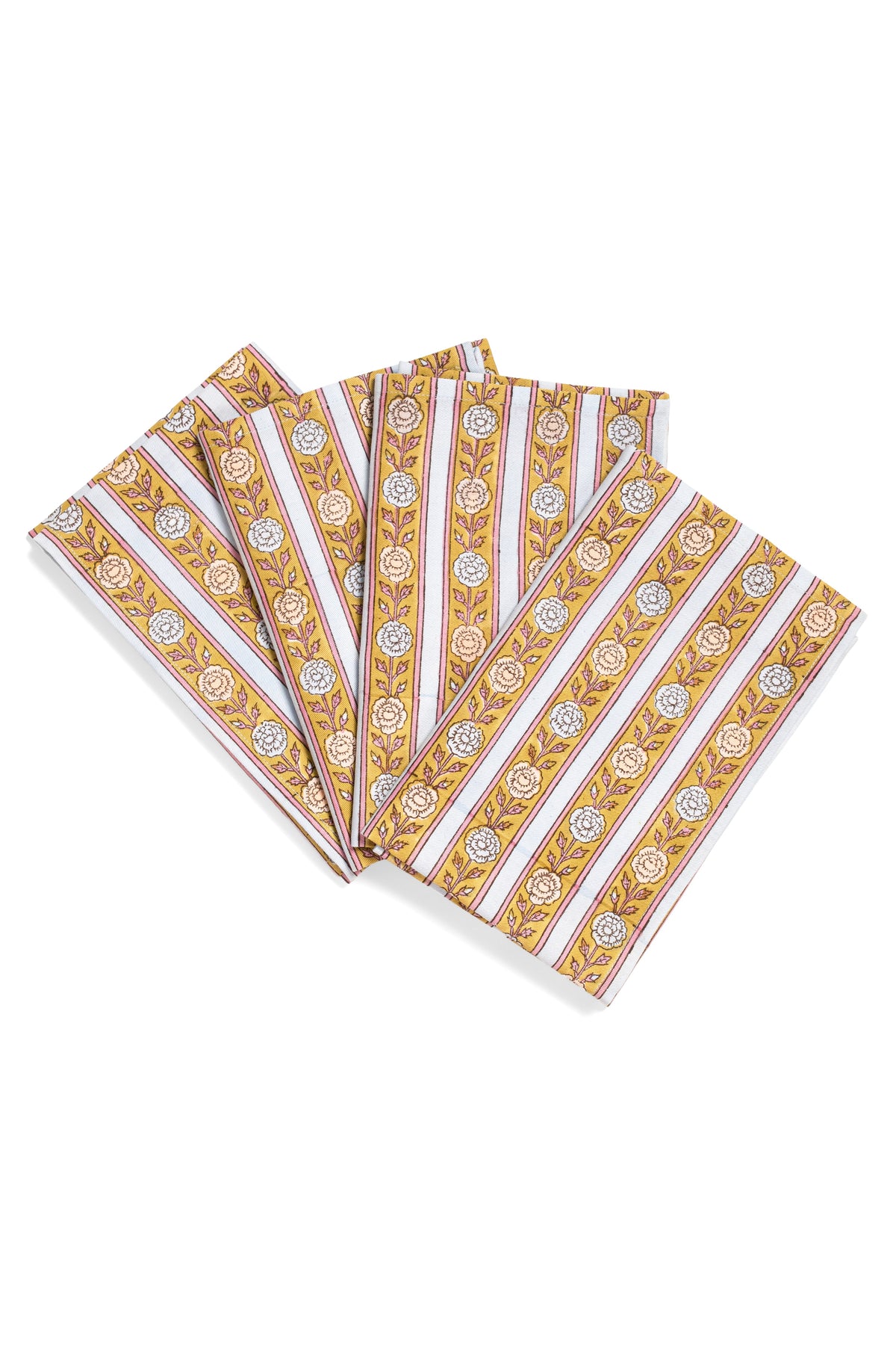 Vintage Floral Stripe Napkins, Set of 4