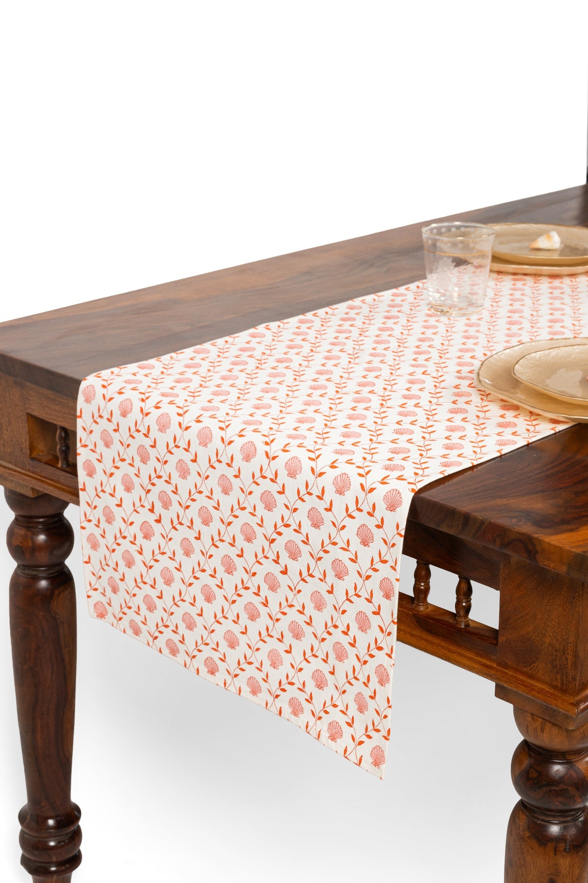 Seashell Blockprint Table Runner