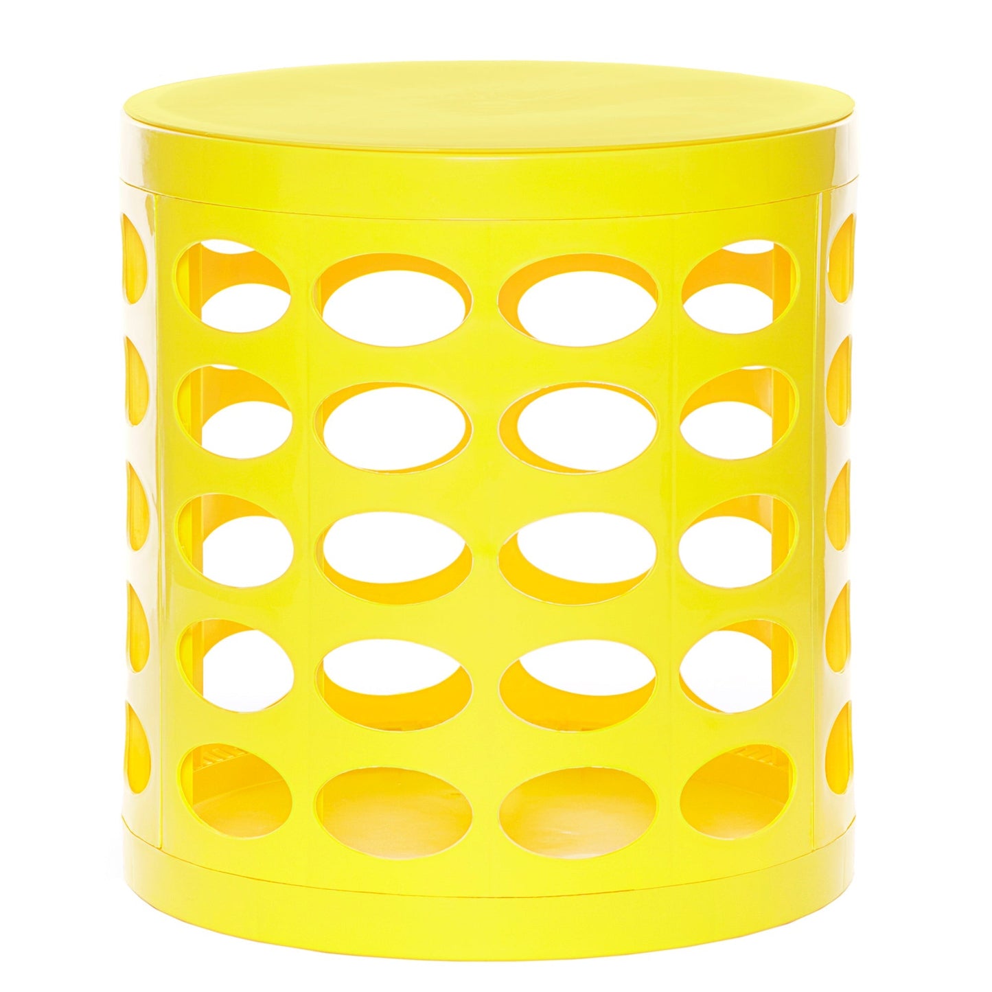 Otto Storage Stool | Round Plastic Storage Ottoman with Oval Perforated Pattern