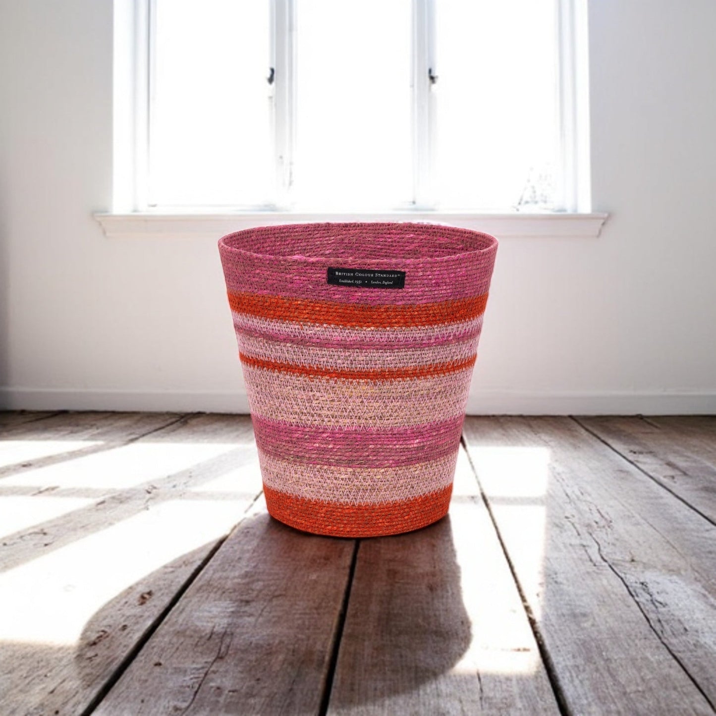 Striped Seagrasss Waste Paper Basket in Guardsman / Neyron