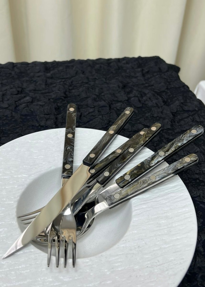 Set Of 10 Pcs Terra Flatware, Modern Elegant Cutlery Silverware