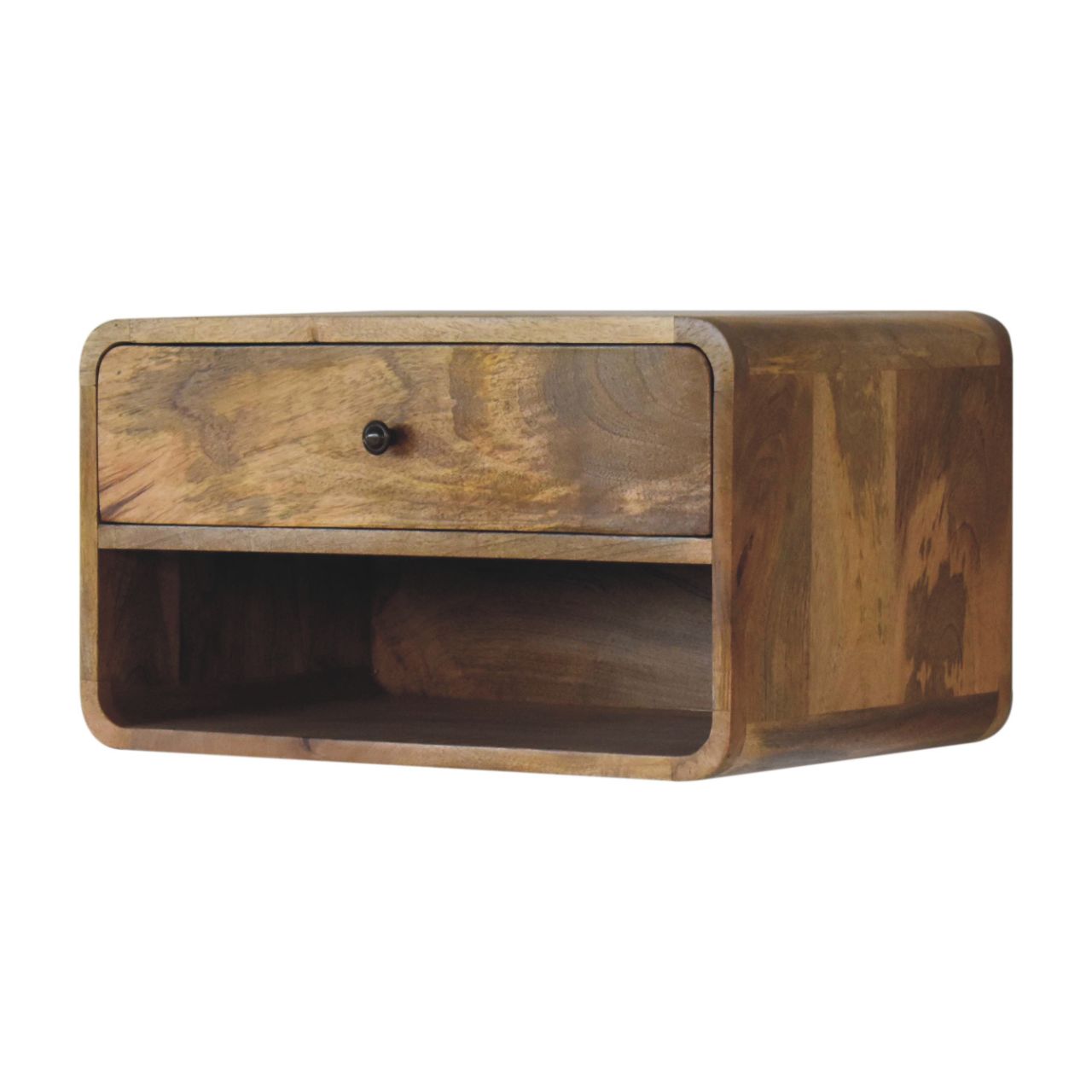 Solid Wood Large Floating Curve Open Slot Bedside Table
