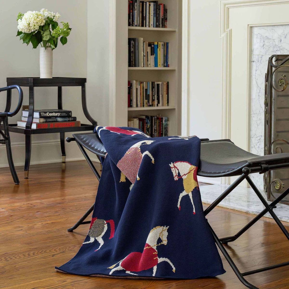 Equestrian Cavalcade - Cotton Sustainable Knit Traditional Throw Blanket