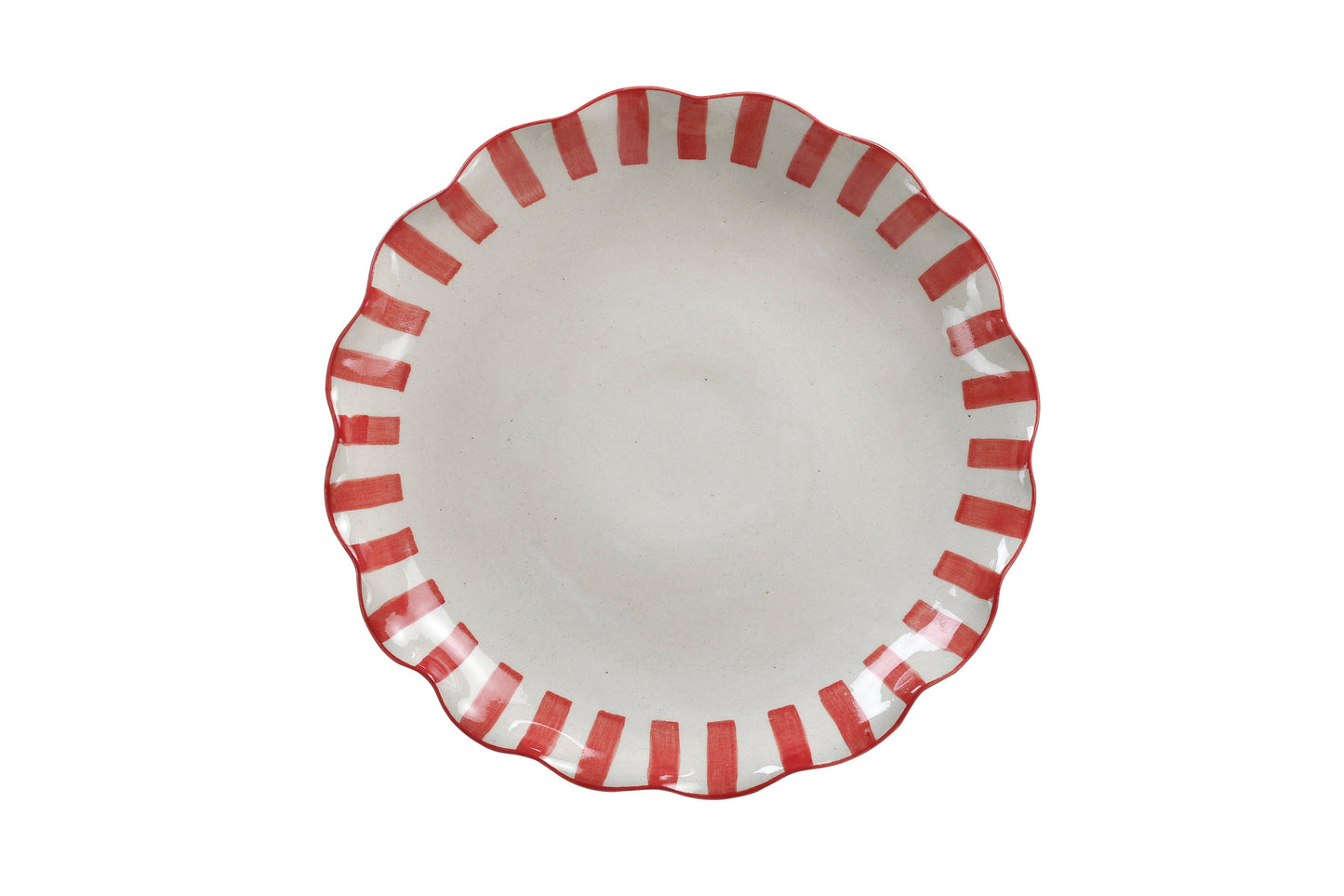 Ceramic Stripe Cake Stand - Red