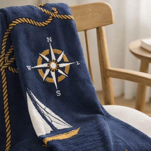 Nautical Sailboats - Cotton Sustainable Knit Throw Blanket
