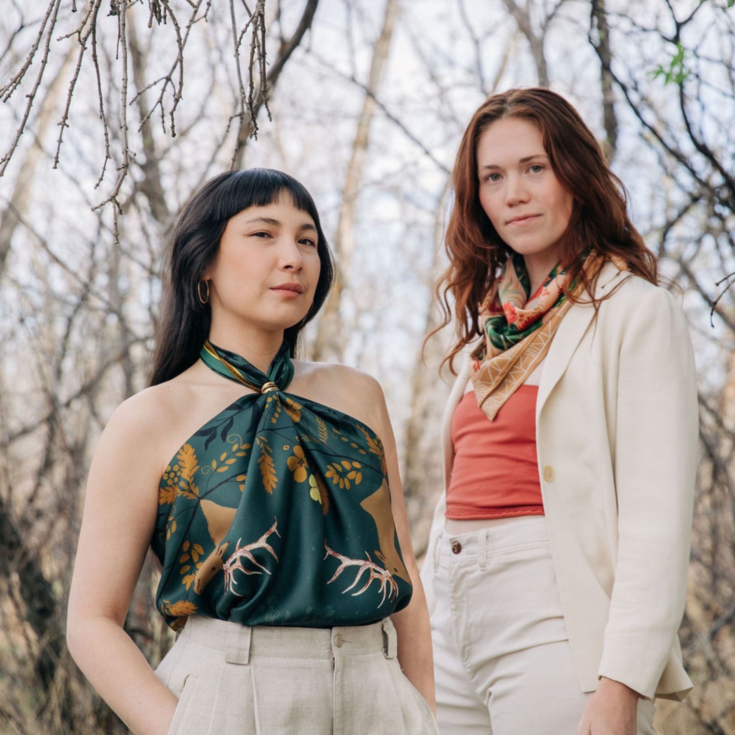 100% Silk Scarf: Cactus Garden - Desert Botanical Pattern