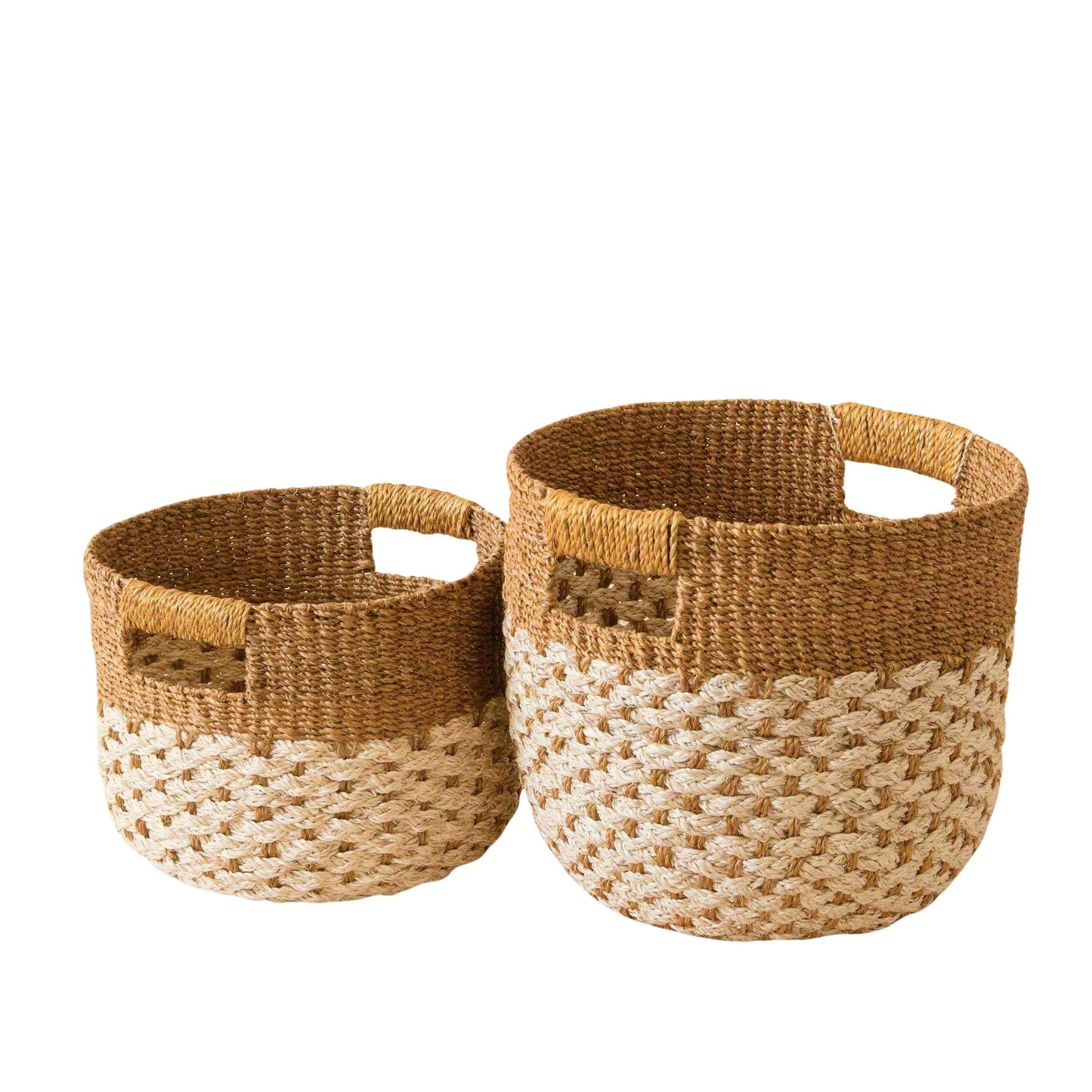 S/2 Golden Brown Round Baskets
