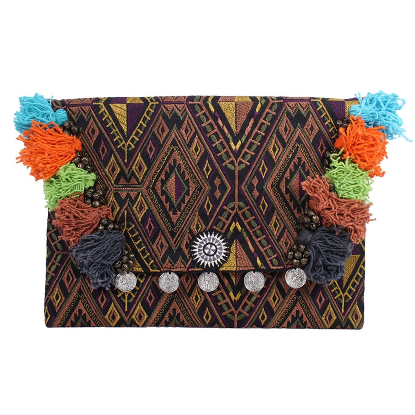 Embroidered Multi Tassel Clutch Bag | IPad Case - Thailand